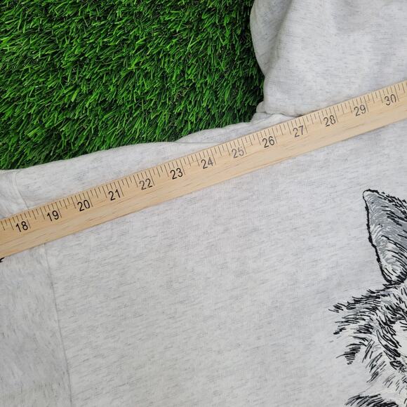 Vintage Wolf AOP Zip Hoodie Jacket Large 24x22 Baggy Gray - Picture 5 of 15
